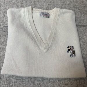 THE DISNEY CO.Cream V-Neck Golf Sweater Vest with Embroidered Mickey Mouse SZ XL
